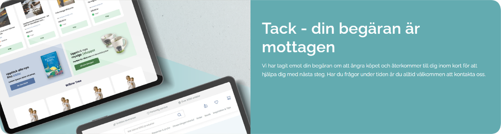 En svarssida som kunden kommer till efter att formuläret skickats in.
